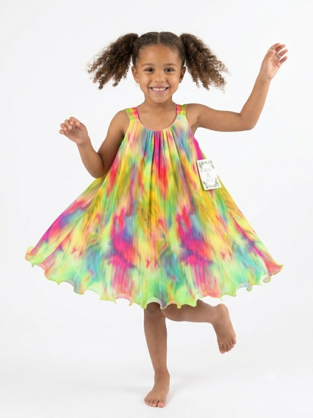 Iris & Ivy Girls Tie Dye Pleated Dress Size 6X Multi-Color